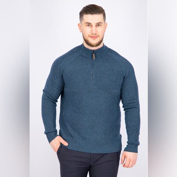 Smartwool Men's Ripple Ridge Half Zip Sweater blue heather Pullover Merino Wool - Picture 1 of 6
